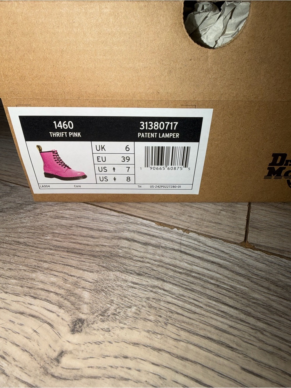 Dr. Martens Thrift Pink Patent Lamper Lace-Up Boots